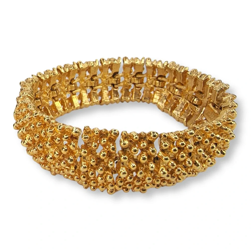 Sarah Coventry Bracelet Gold Tone 7.5in Golden Sunset Textured Vintage Jewelry